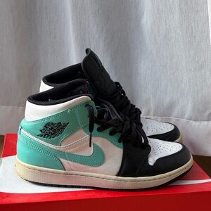 Nike Air Jordan Men’s Sneakers - Black, White, and Teal